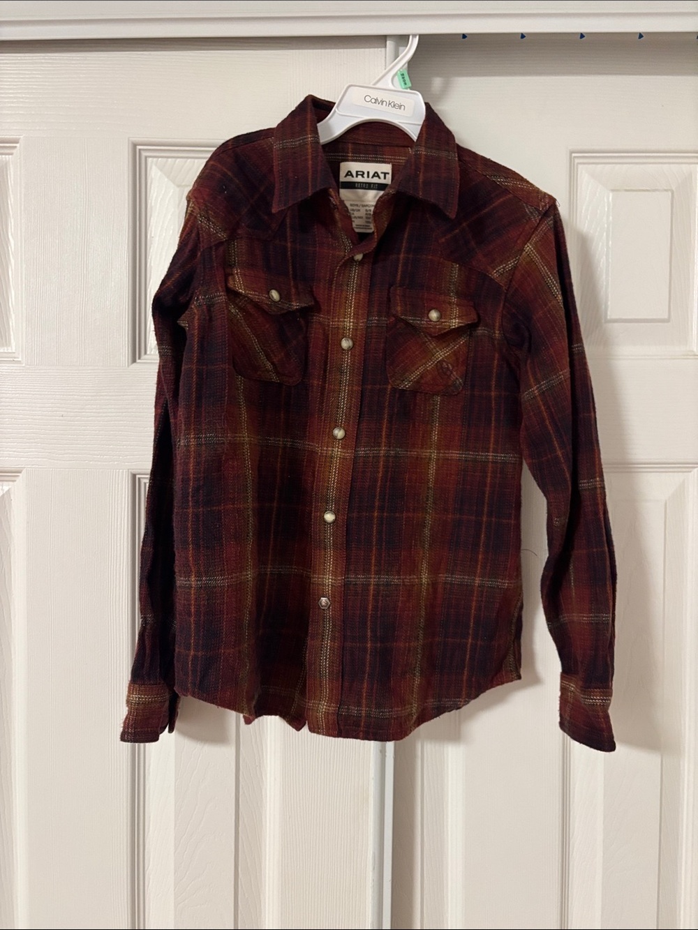 Ariat Retro fit Burgundy Plaid Snap-Front Western Shirt